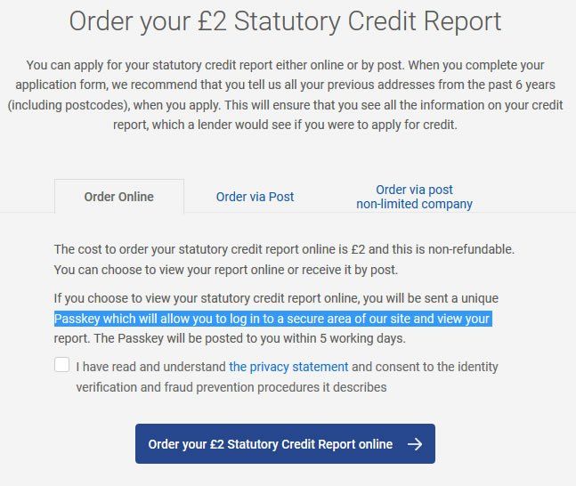 Experian Statutory Credit Report Terms