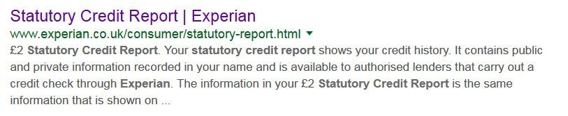 Experian Statuatory Credit Report SER